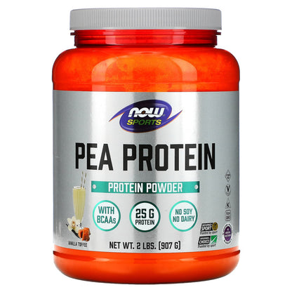 NOW Foods Sports Pea Protein, Vanilla Toffee, 907 g (2 lb)