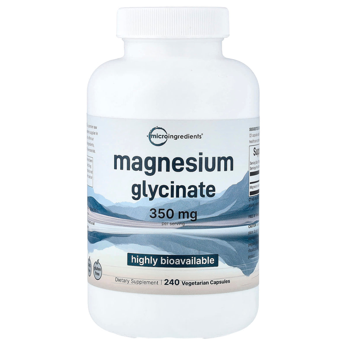 Micro Ingredients Magnesium Glycinate, 175 mg, 240 Vegetarian Capsules — product view