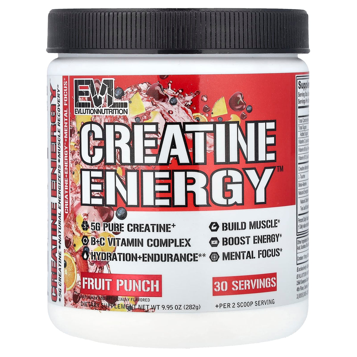EVLution Nutrition Creatine Energy, Fruit Punch, 282 g (9.95 oz) — product view