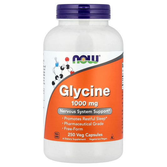 NOW Foods Glycine 1,000 mg, 250 Veg Capsules