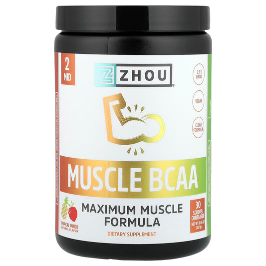 Zhou Nutrition Muscle BCAA Tropical Punch 257 g (9.06 oz)