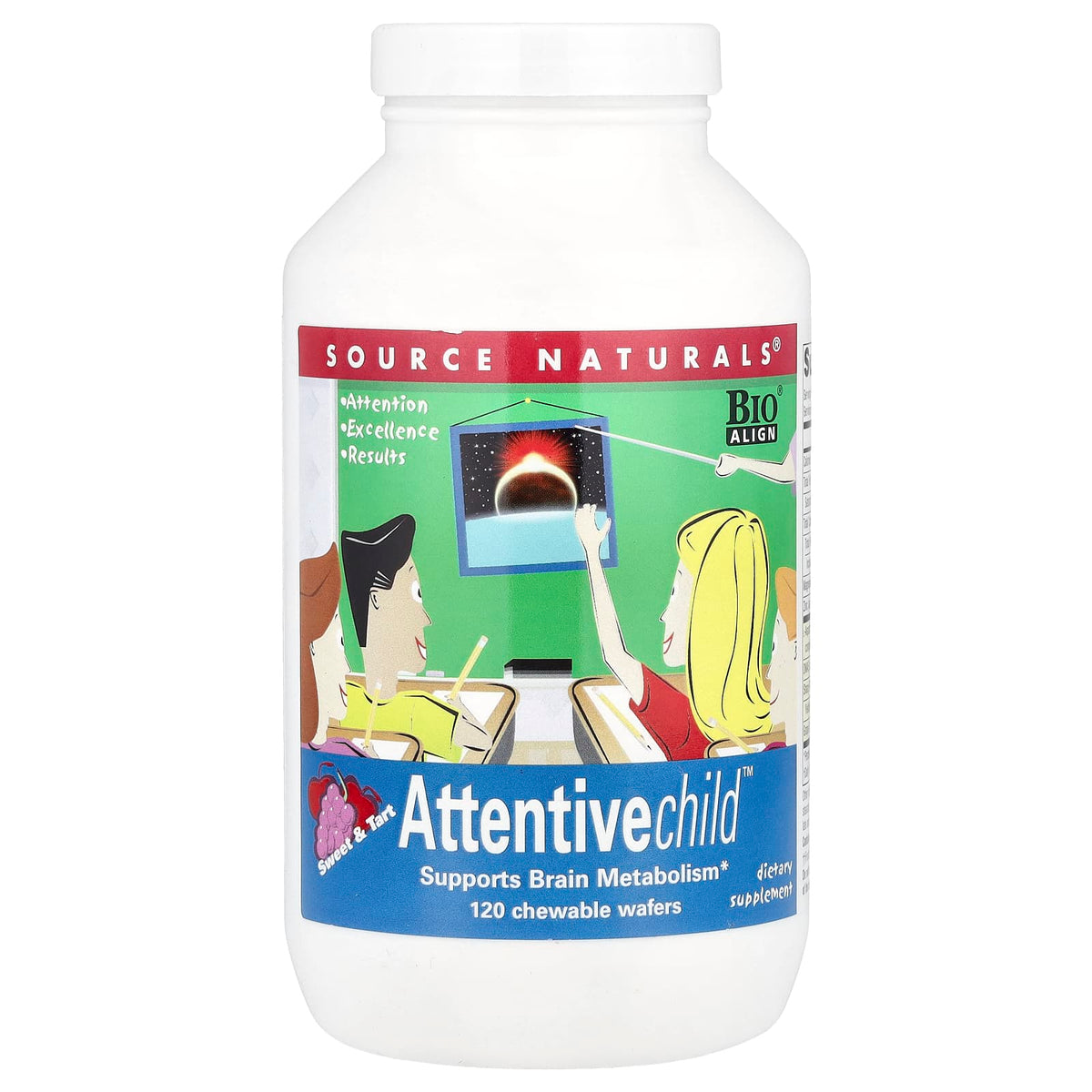Source Naturals Attentive Child Chewable Wafers, Sweet & Tart, 120 Wafers
