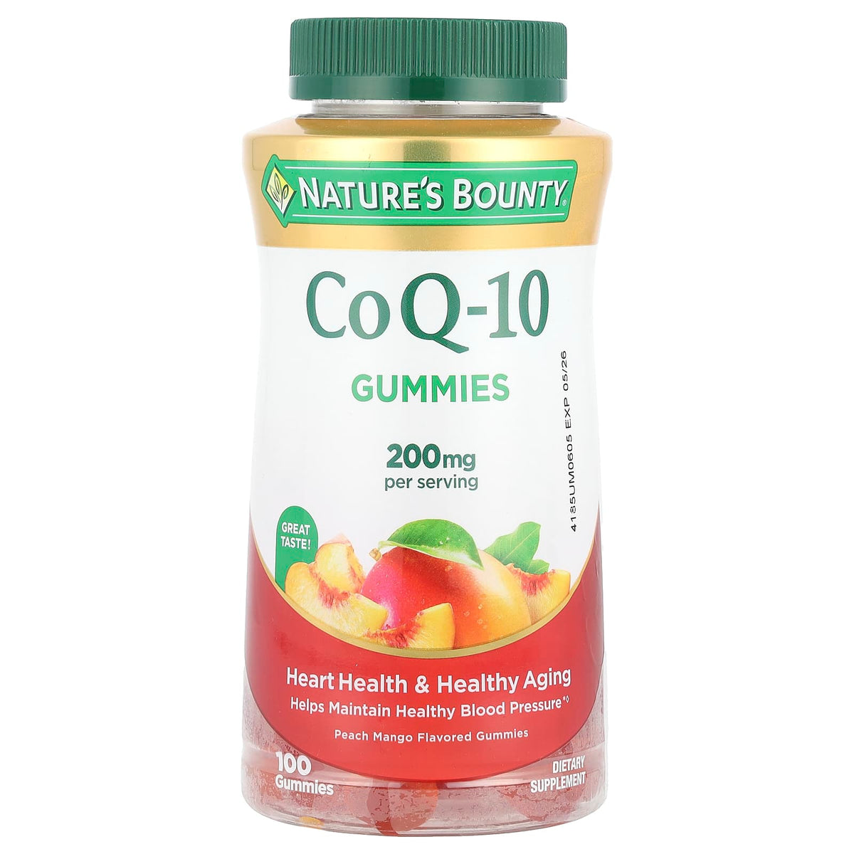 Nature's Bounty CoQ-10 Gummies Peach Mango 100 Gummies (100 mg per Gummy)