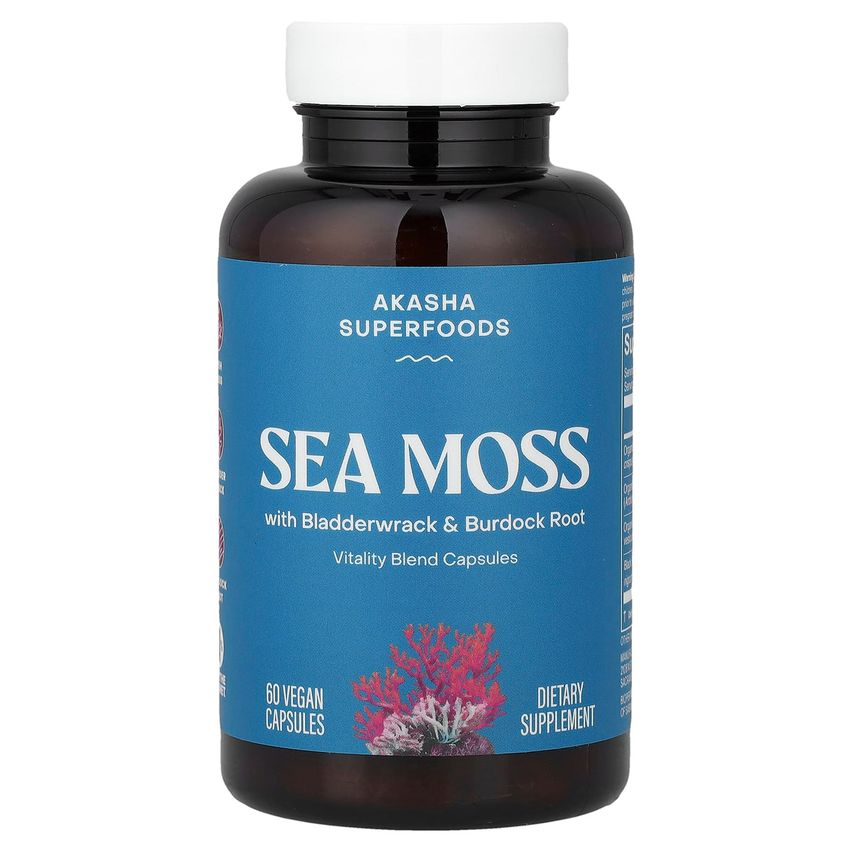 Akasha Superfoods Sea Moss with Bladderwrack & Burdock Root, 60 Vegan Capsules — product view