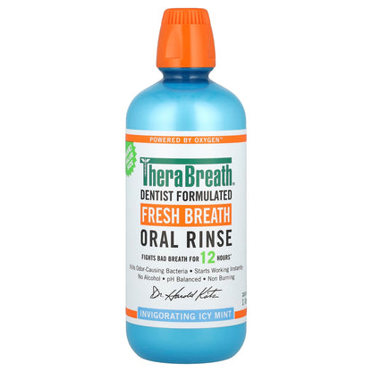 TheraBreath Fresh Breath Oral Rinse, Invigorating Icy Mint, 1 L (33.8 fl oz)