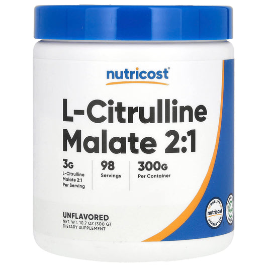 Nutricost L-Citrulline Malate 2:1, Unflavoured, 300 g (10.7 oz)