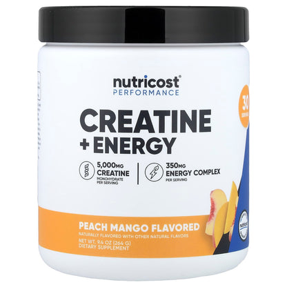 Nutricost Performance Creatine + Energy, Peach Mango, 264 g