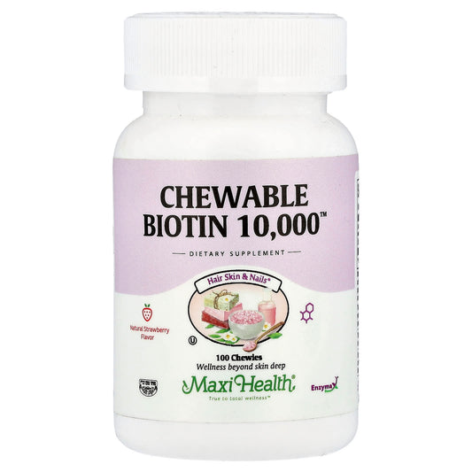 Maxi Health Chewable Biotin 10,000, Natural Strawberry, 100 Chewies