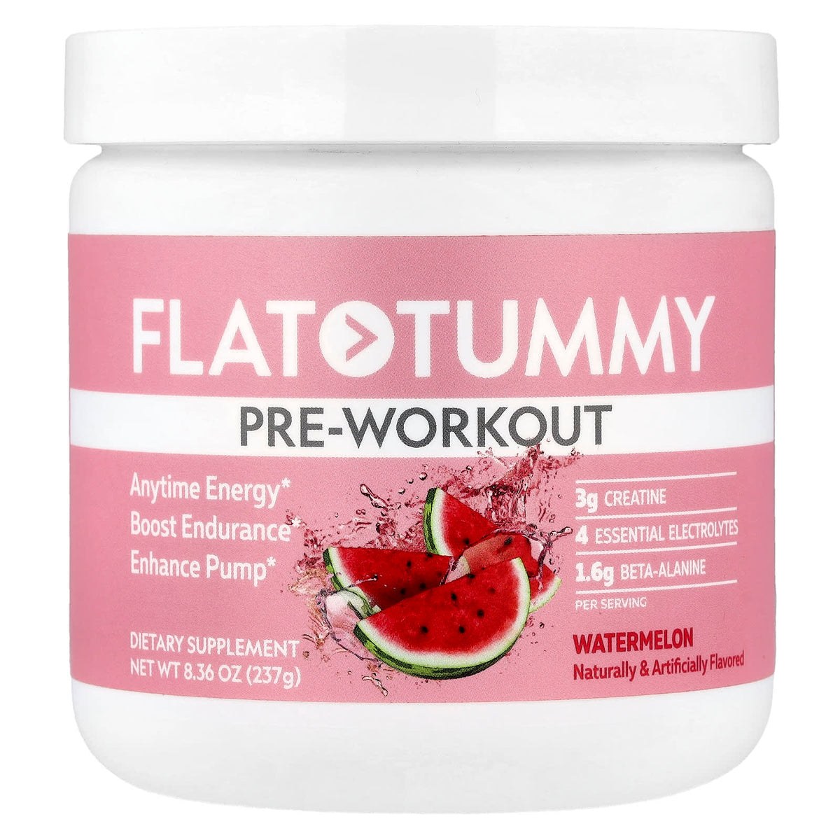 Flat Tummy Pre-Workout Powder Watermelon 237 g (8.4 oz) — product view