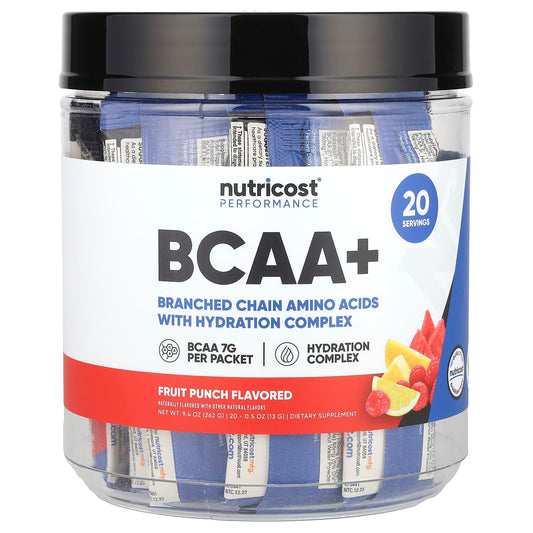 Nutricost Performance BCAA+ Fruit Punch, 20 Packets