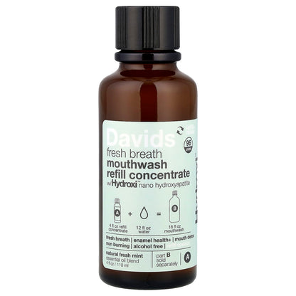 Davids Fresh Breath Mouthwash Refill Concentrate, Fresh Mint, 118 ml (4 fl oz)