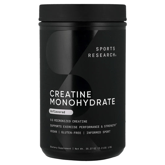 Sports Research Creatine Monohydrate Powder, Unflavoured, 1 kg (2.2 lb)