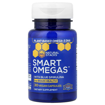Natural Stacks Smart Omegas with Blue Spirulina, 30 Vegan Capsules