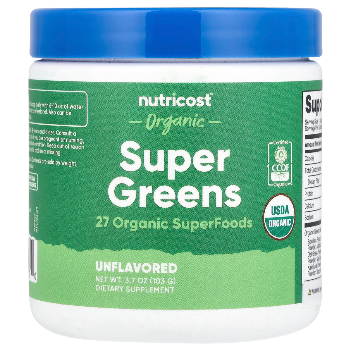 Nutricost Organic Super Greens Unflavoured 103 g (3.7 oz)
