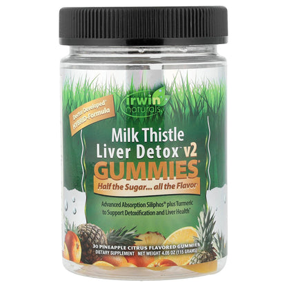 Irwin Naturals Milk Thistle Liver Detox v2 Gummies Pineapple Citrus 30 Gummies