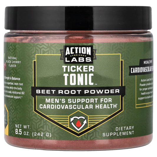Action Labs For Men Ticker Tonic Beet Root Powder, Black Cherry, 8.5 oz (242 g)