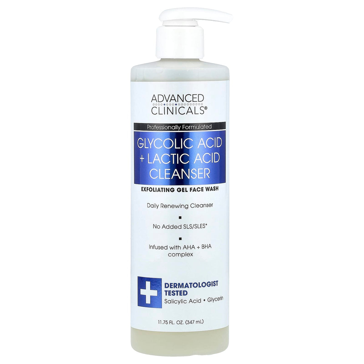 Advanced Clinicals Glycolic Acid + Lactic Acid Cleanser 347 ml (11.75 fl oz) — product view