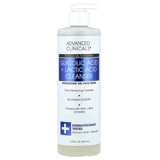 Advanced Clinicals Glycolic Acid + Lactic Acid Cleanser 347 ml (11.75 fl oz)