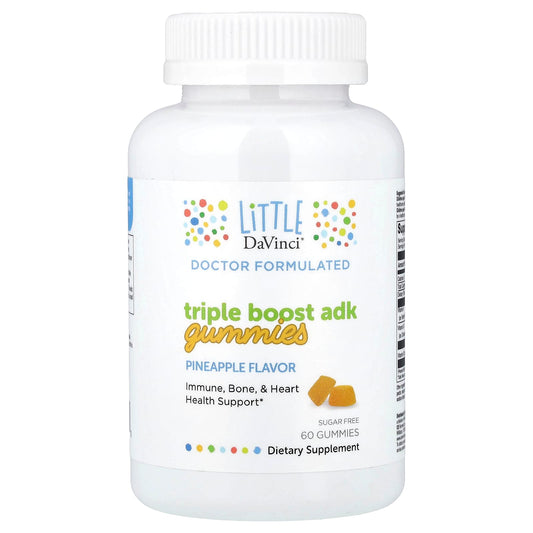 Little DaVinci Triple Boost ADK Gummies, Pineapple, 60 Gummies