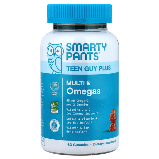 SmartyPants Teen Guy Plus Multi & Omegas, Pineapple Orange, 60 Gummies