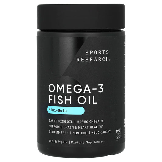 Sports Research Alaskan Omega-3 Fish Oil Mini Gels, 120 Softgels