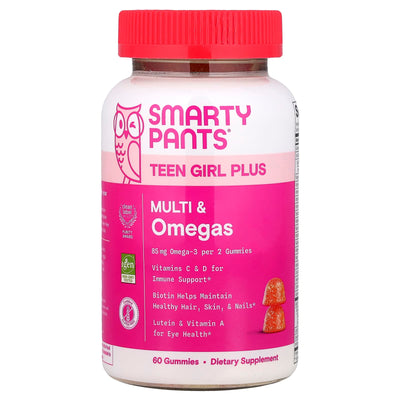 SmartyPants Teen Girl Plus Multi & Omegas, Mango Orange, 60 Gummies
