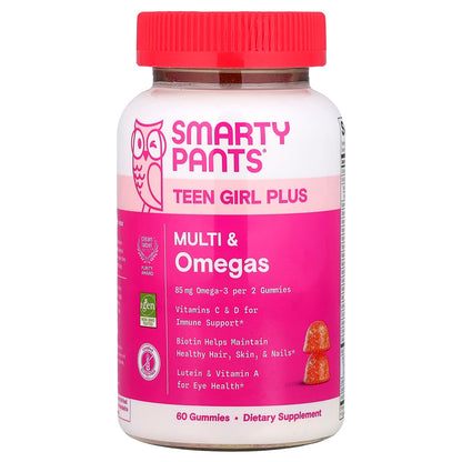 SmartyPants Teen Girl Plus Multi & Omegas, Mango Orange, 60 Gummies