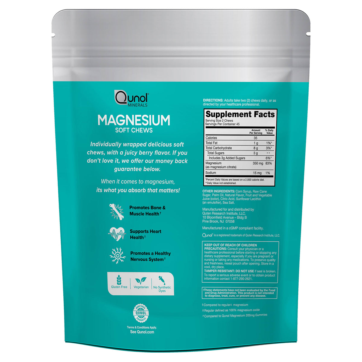 Qunol Magnesium Citrate, Mixed Berry, 90 Soft Chews (175 mg Each) — alternate product view