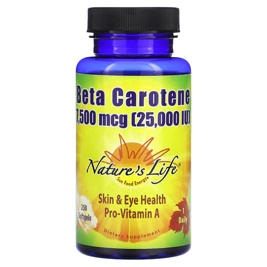 Nature's Life Beta Carotene 7,500 mcg (25,000 IU) 250 Softgels
