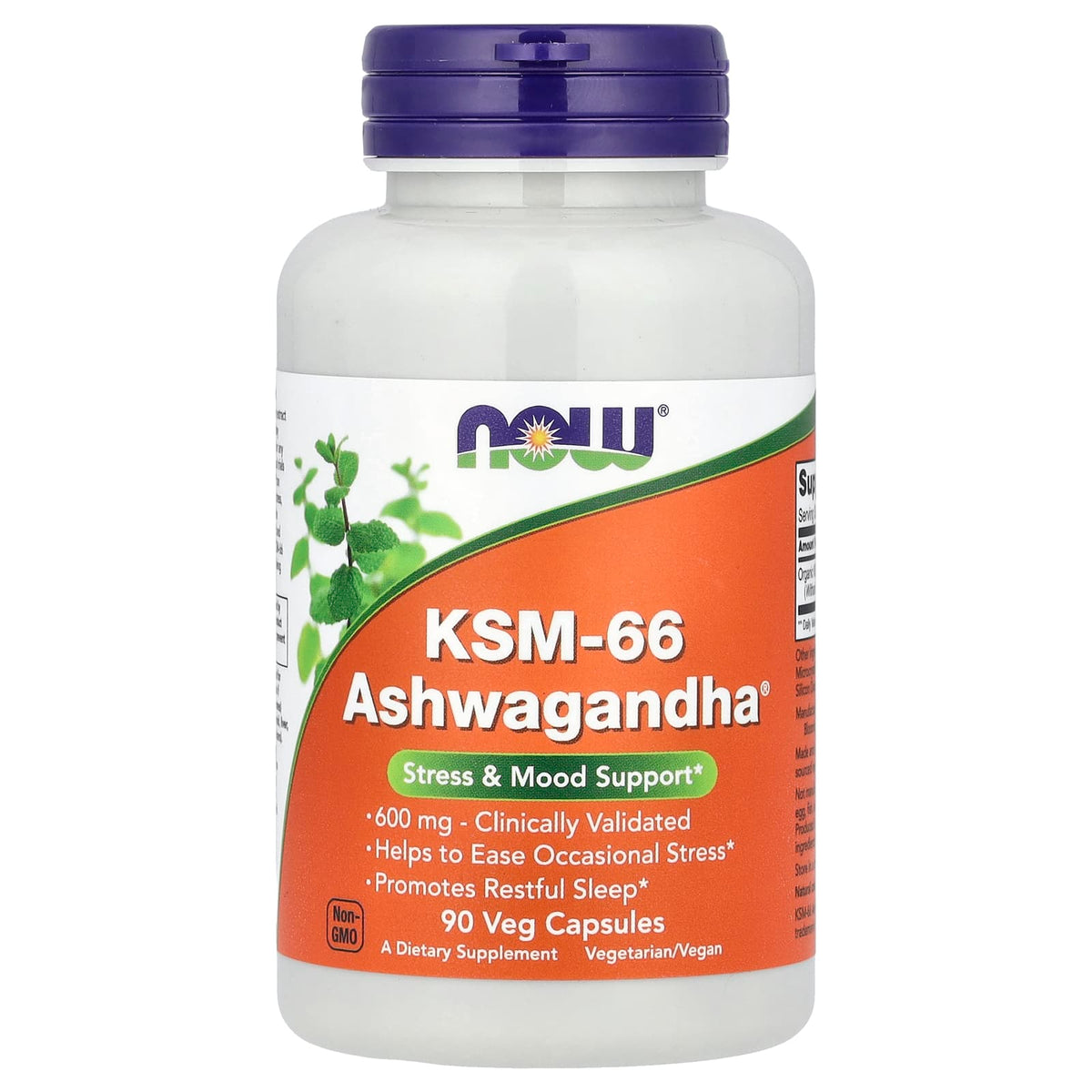 NOW Foods KSM-66 Ashwagandha, 600 mg, 90 Veg Capsules