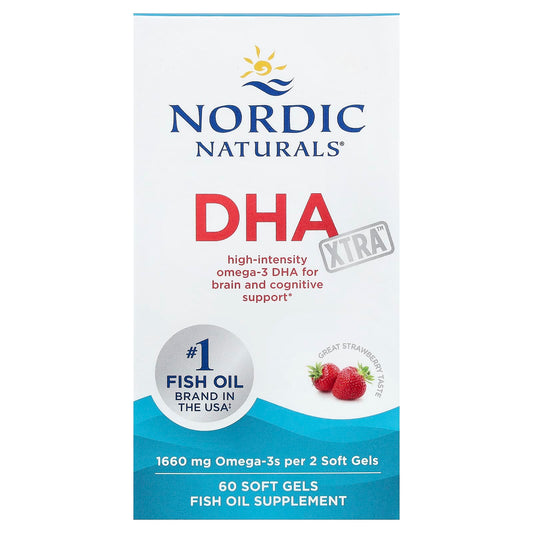 Nordic Naturals DHA Xtra Fish Oil, Strawberry, 60 Soft Gels