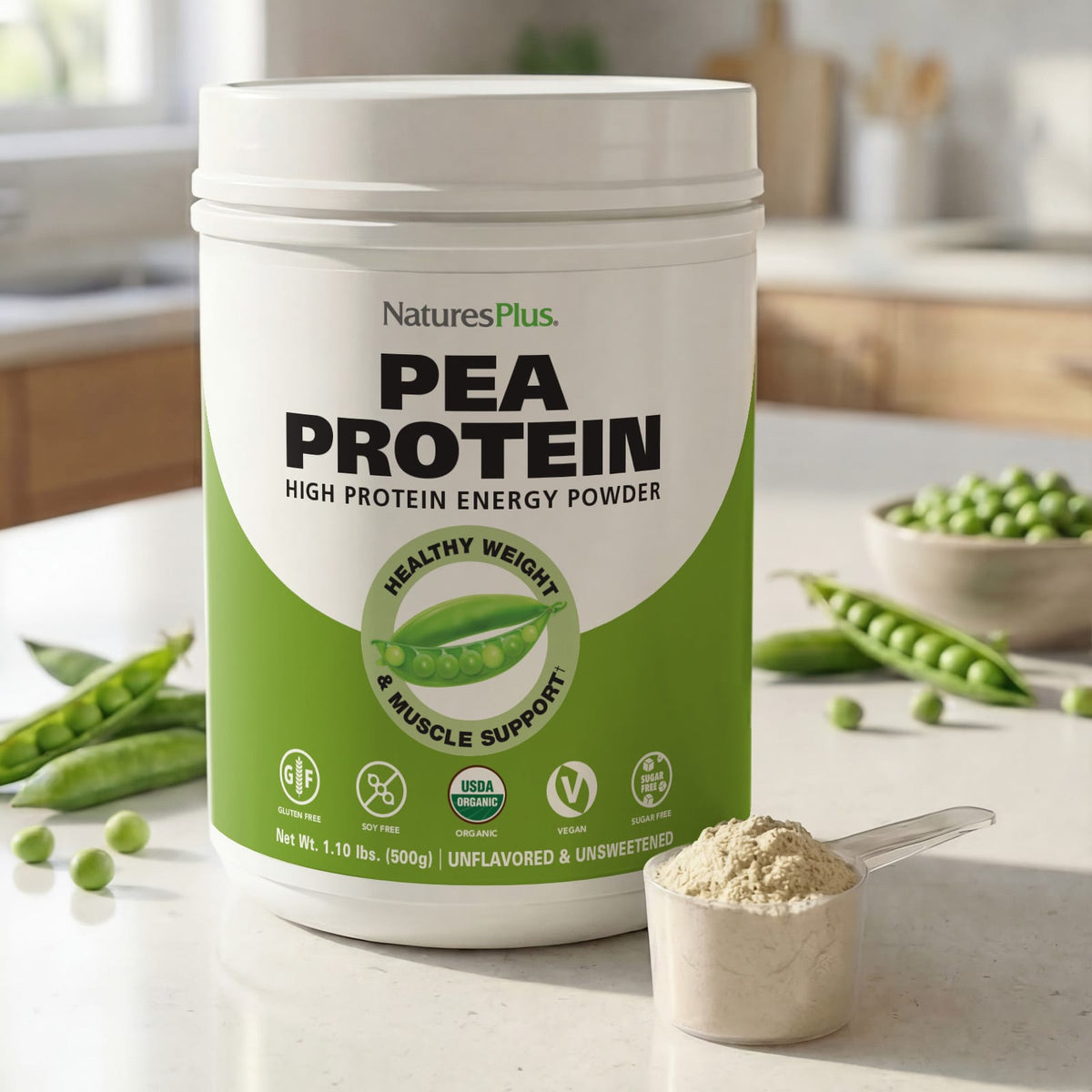 NaturesPlus Pea Protein, Unflavoured, 500 g (1.1 lb) - view 5