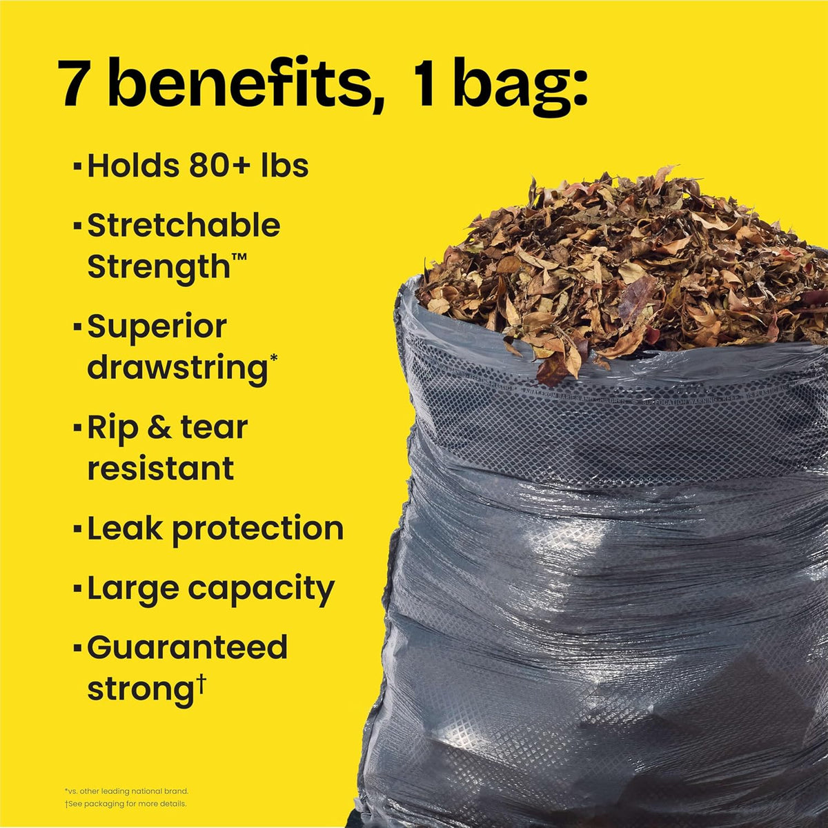 Glad ForceFlex Large 30 Gallon Black Bin Bags, Unscented, 50 Count - view 2