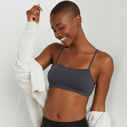 Hanes Womens Cropped Bralette 3-Pack - Sky Grey/Concrete/White, Large - view 4