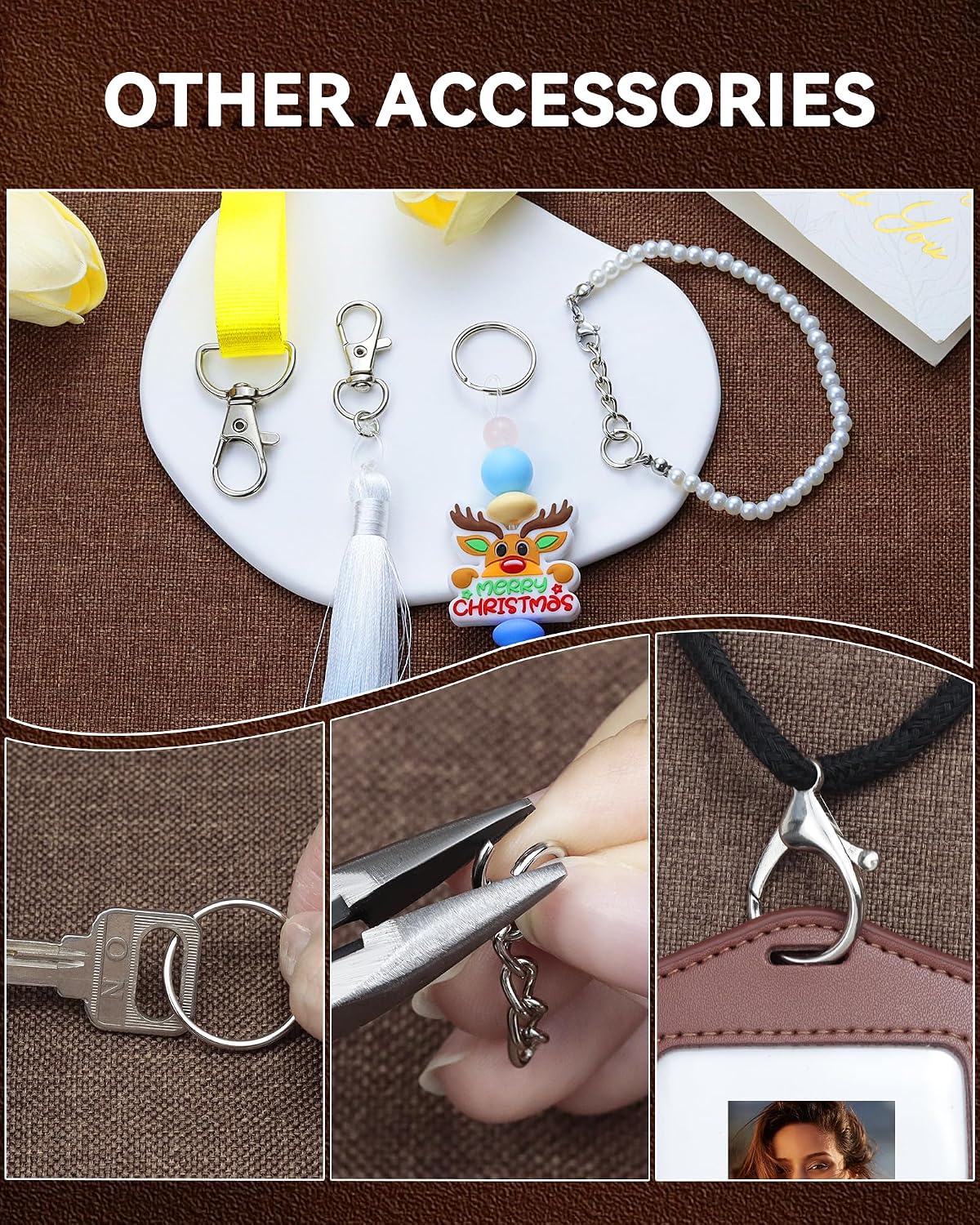 FIVEIZERO 325 Piece Silver Keychain Making Kit with Clips and Rings - view 4