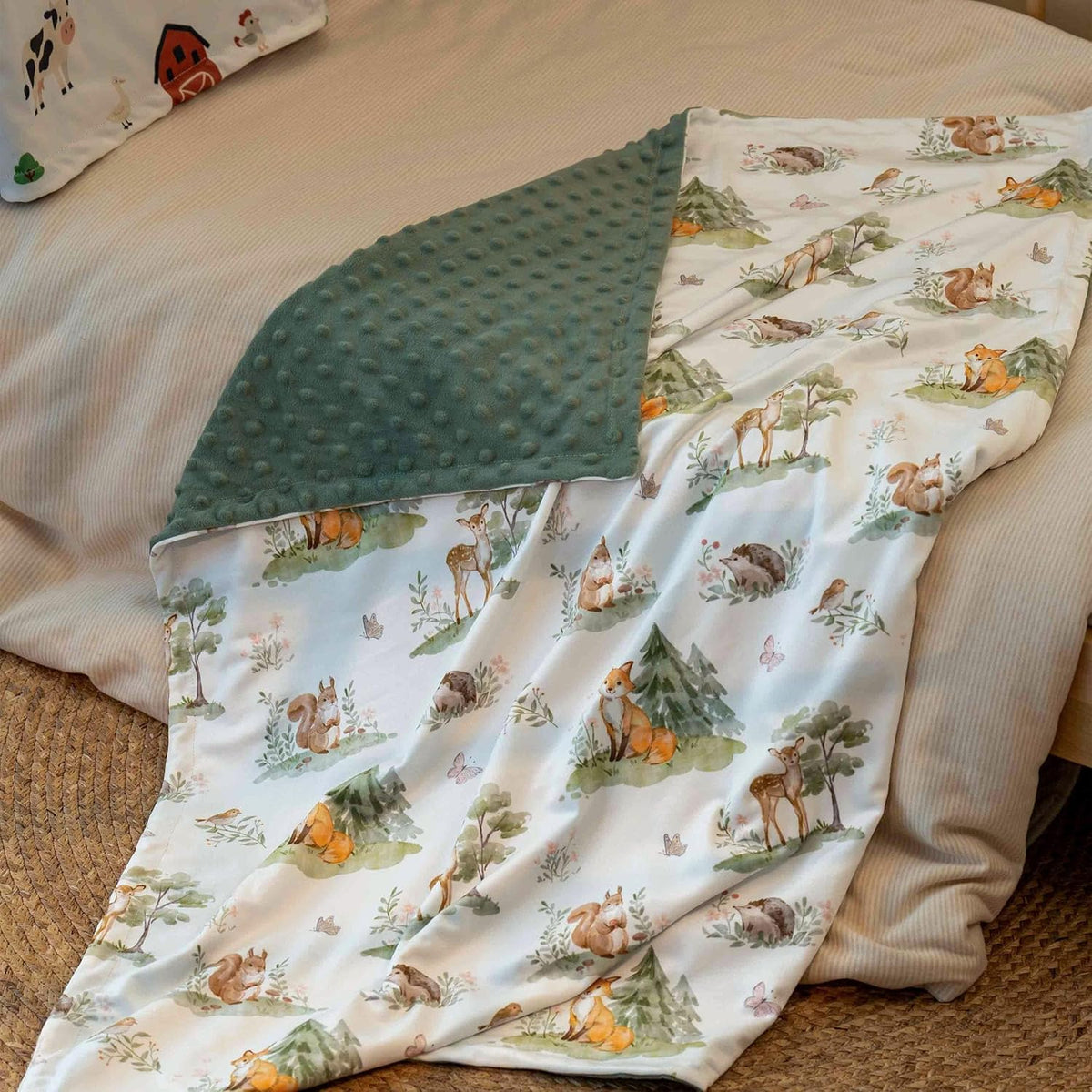Civarua Kids Fleece Baby Blanket, Sage Green Jungle Animals, 30 x 40 Inch - view 3