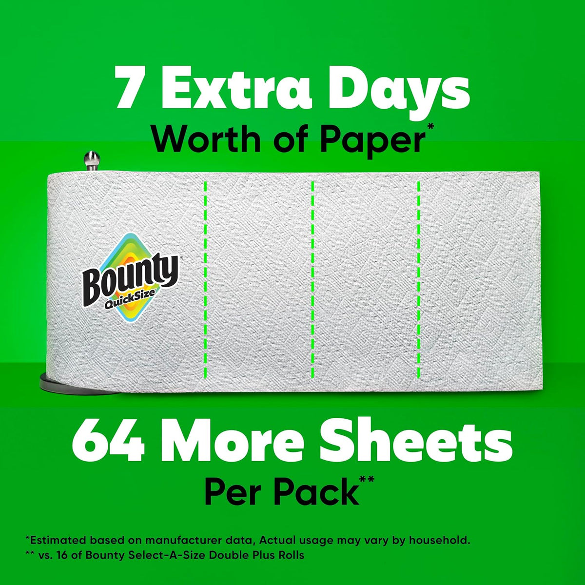 Bounty Quick Size Paper Towels, White, 16 Family Rolls - view 5