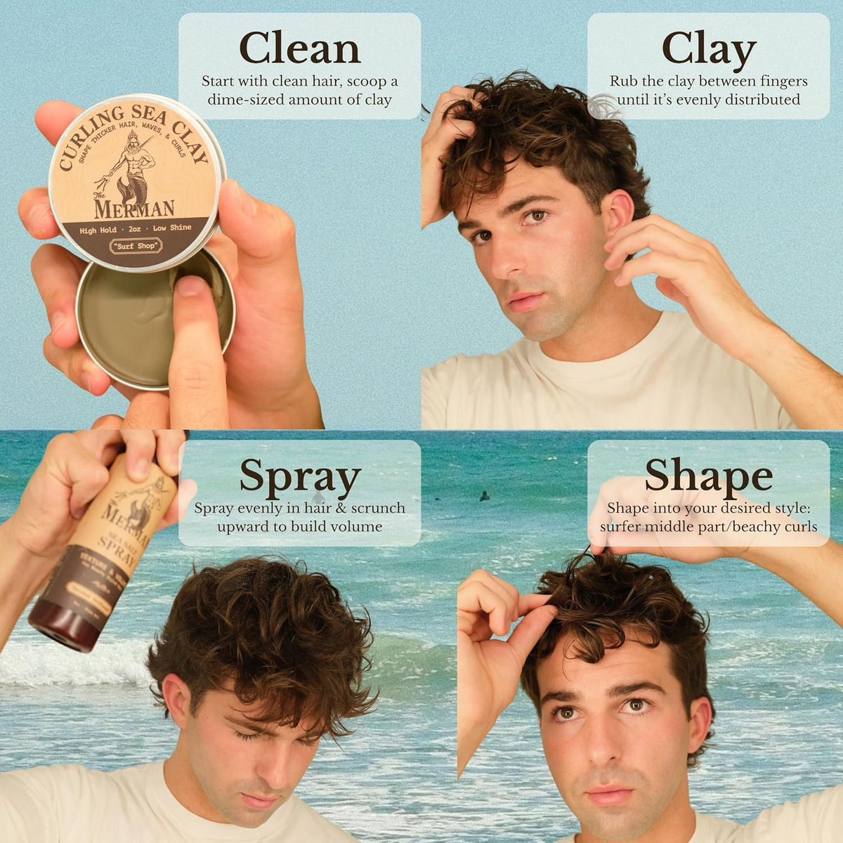 The Merman Sea Salt Spray and Curling Sea Clay Bundle, 8 oz and 2 oz - view 6