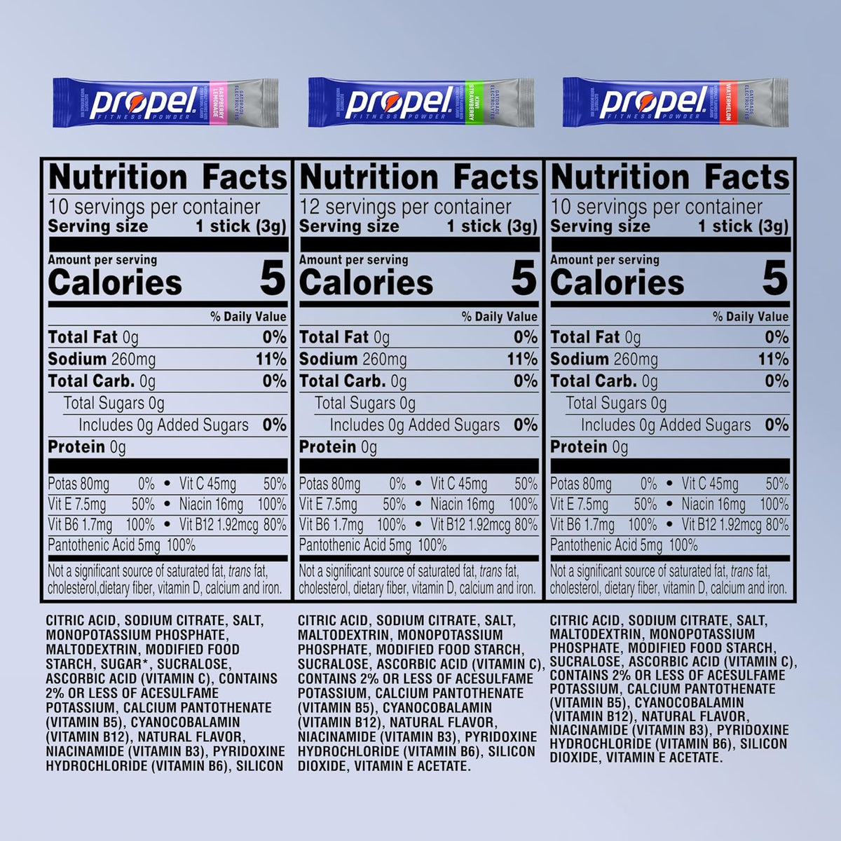 Propel Electrolyte Powder Drink Mix, 3 Flavour Variety Pack, 32 Servings - view 2