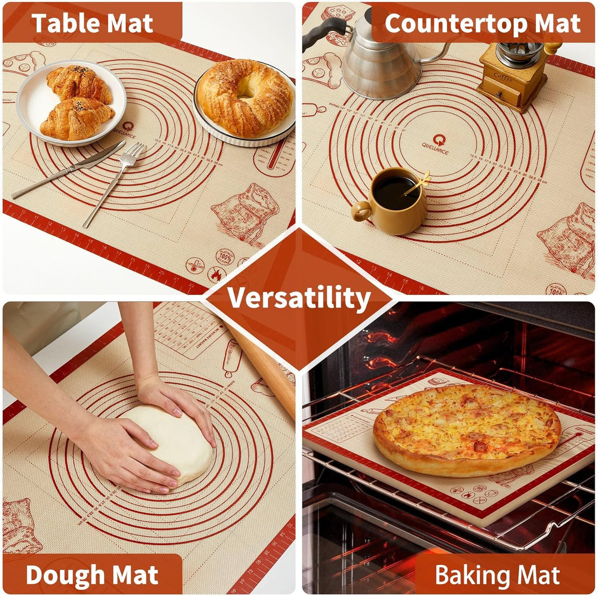 QUELLANCE Non-Slip Silicone Pastry Mat, 50 x 70 cm (20 x 28 in) - view 4