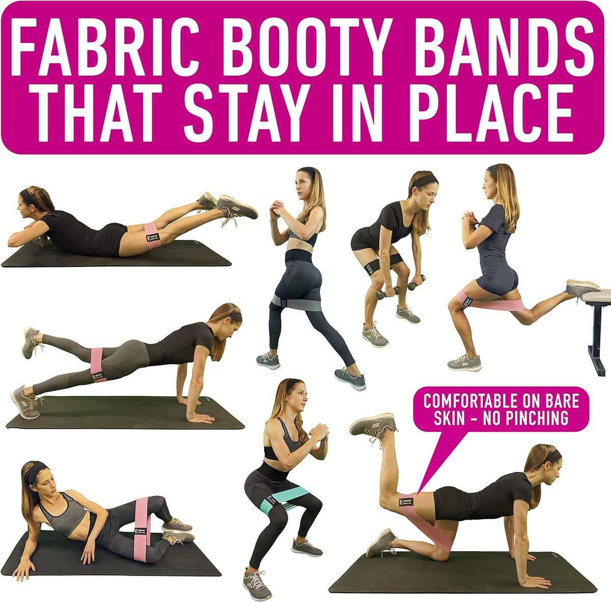 Vergali Booty Resistance Bands, Set of 4 Fabric Loops with Carry Bag and Guide — alternate product view