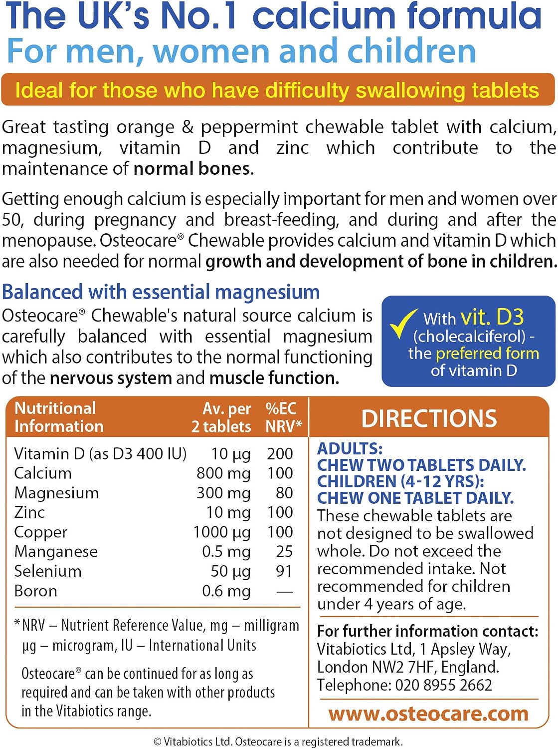 Osteocare Orange and Peppermint Chewable Tablets, 30 Count - view 3