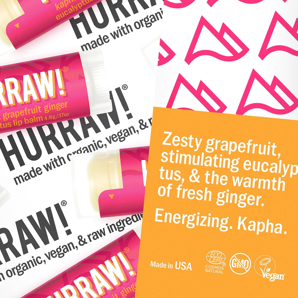 Hurraw! Kapha Lip Balm, Grapefruit Ginger Eucalyptus, 4.8 g - view 3