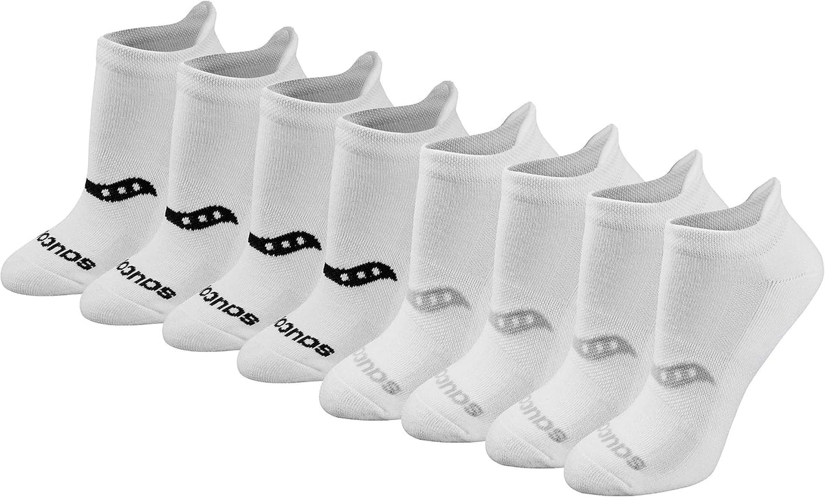 Saucony Women's Performance Heel Tab Athletic Socks, White, 8 Pairs, Medium