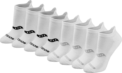 Saucony Women's Performance Heel Tab Athletic Socks, White, 8 Pairs, Medium