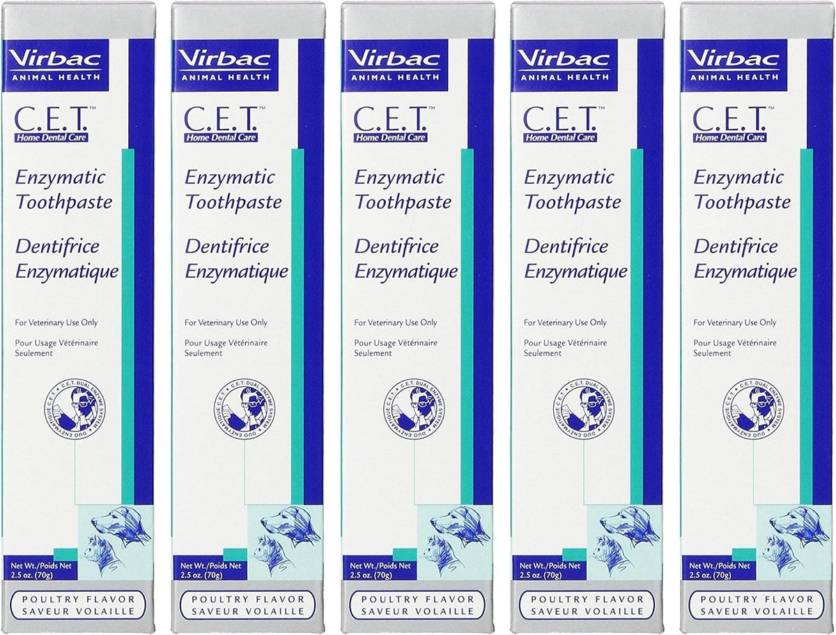 Virbac CET Poultry Toothpaste for Dogs and Cats 70 g, Pack of 5