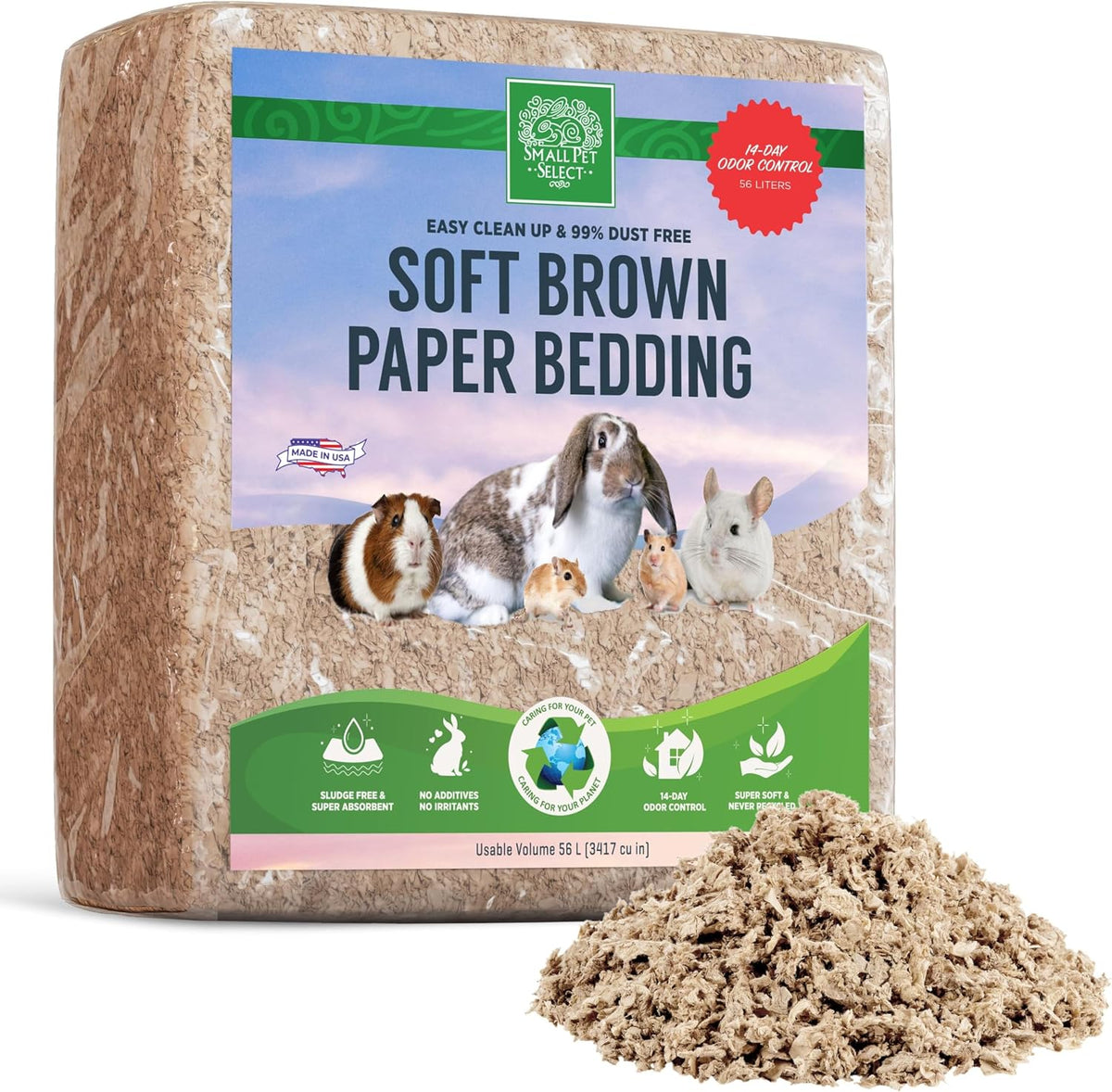 Small Pet Select Premium Paper Bedding, Beige, 56 Litres