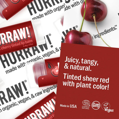 Hurraw! Black Cherry Tinted Lip Balm, Sheer Red Tint - view 3