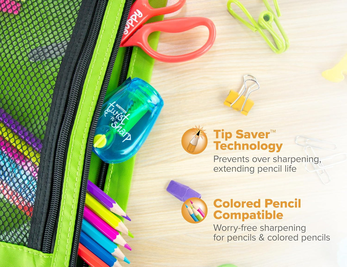 Bostitch Twist-n-Sharp Handheld Pencil Sharpener for Kids, Blue - view 6