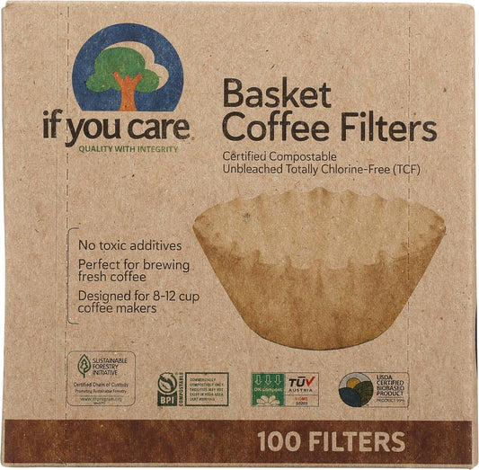 If You Care Basket Coffee Filters, 100 Count, Fits 8-12 Cup